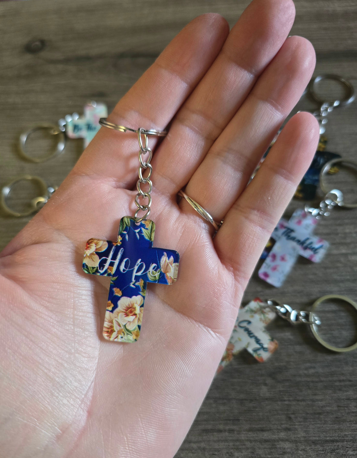 Printed Cross Keychains set of 12