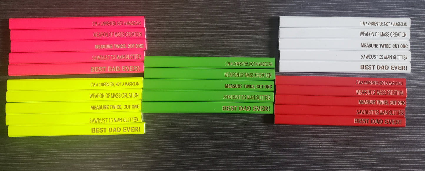 Carpenter Pencils Set of 5 Father's Day Personalized