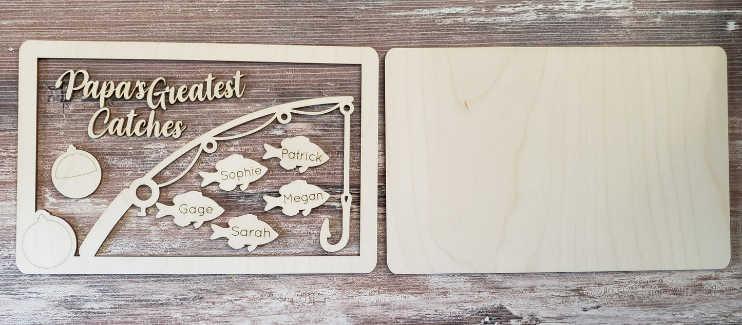 Father's Day Greatest Catches fish Sign Personalized