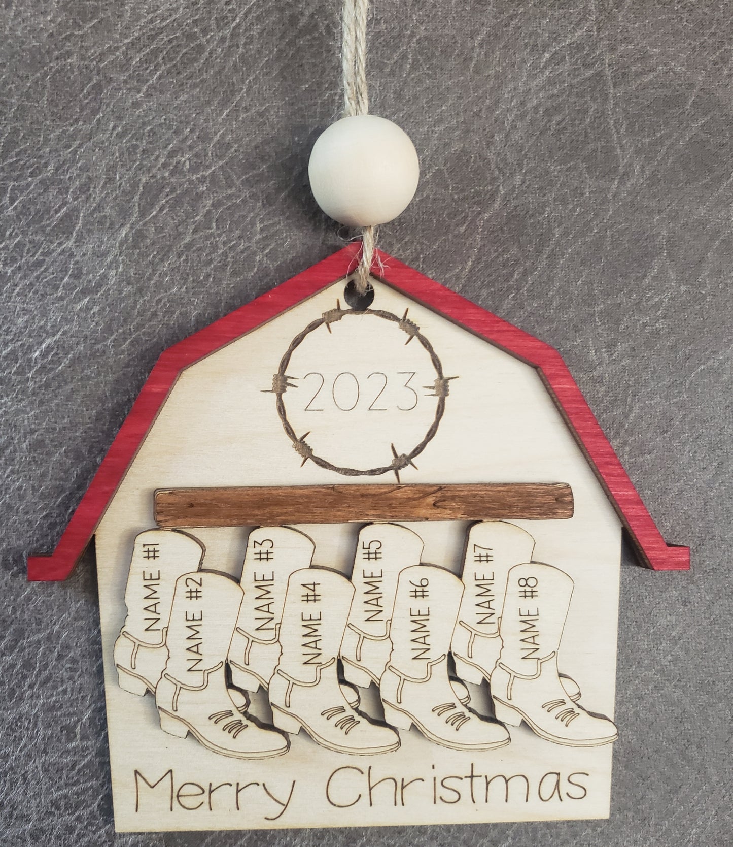 Barn with Boots Merry Christmas 2024 Ornament Personalized