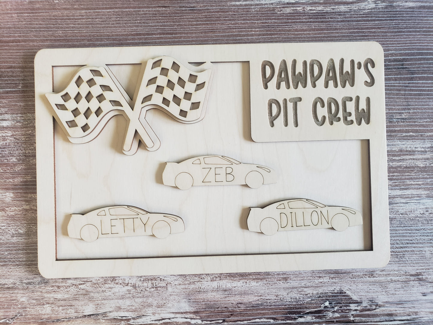 Daddy's Pit Crew Sign Personalized