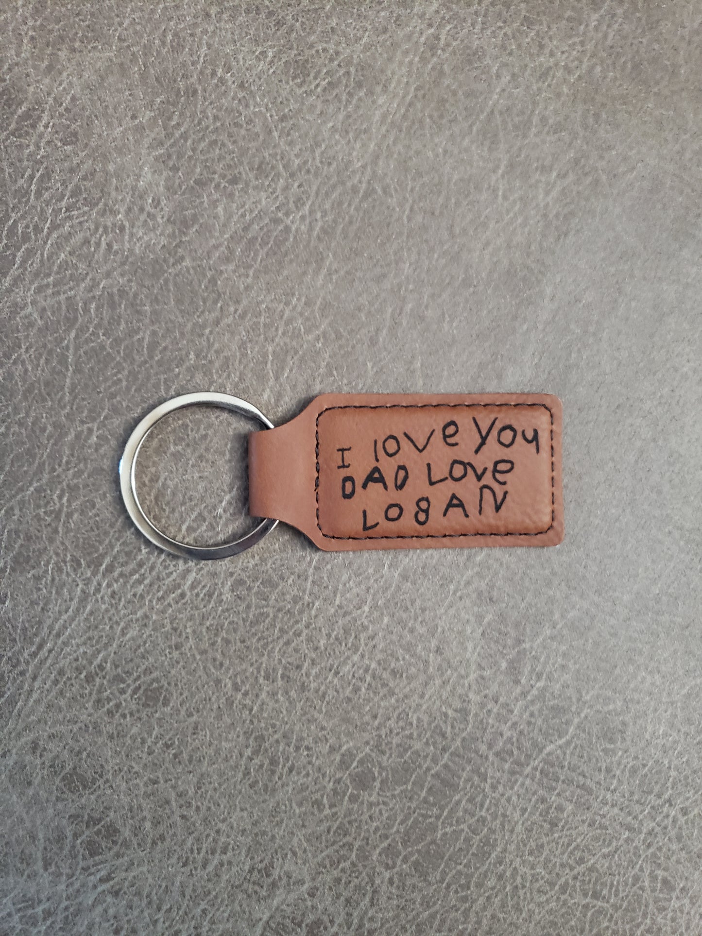 Leatherette Keychain handwriting keychain