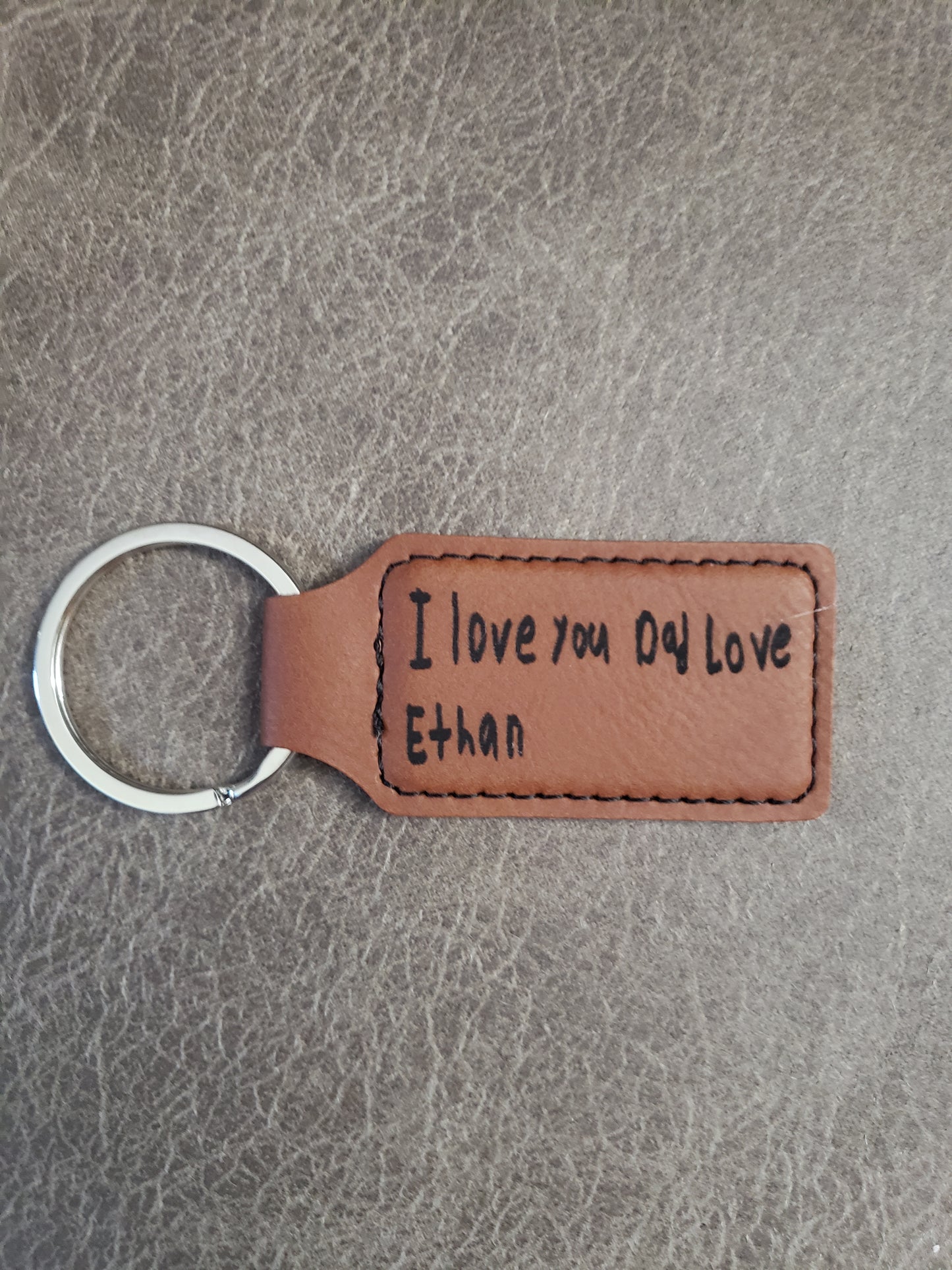 Leatherette Keychain handwriting keychain