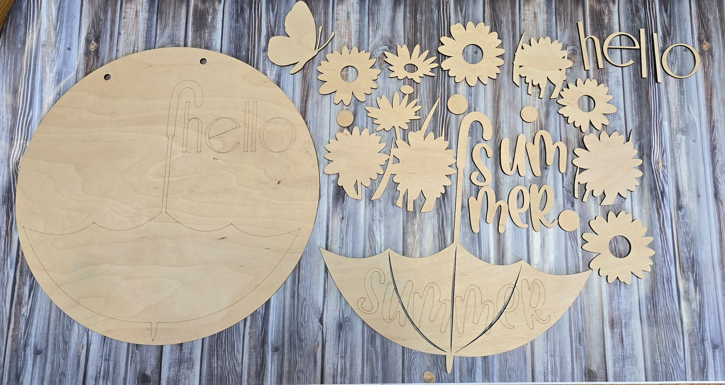 Hello Summer with umbrella 11.5 & 15" Sign
