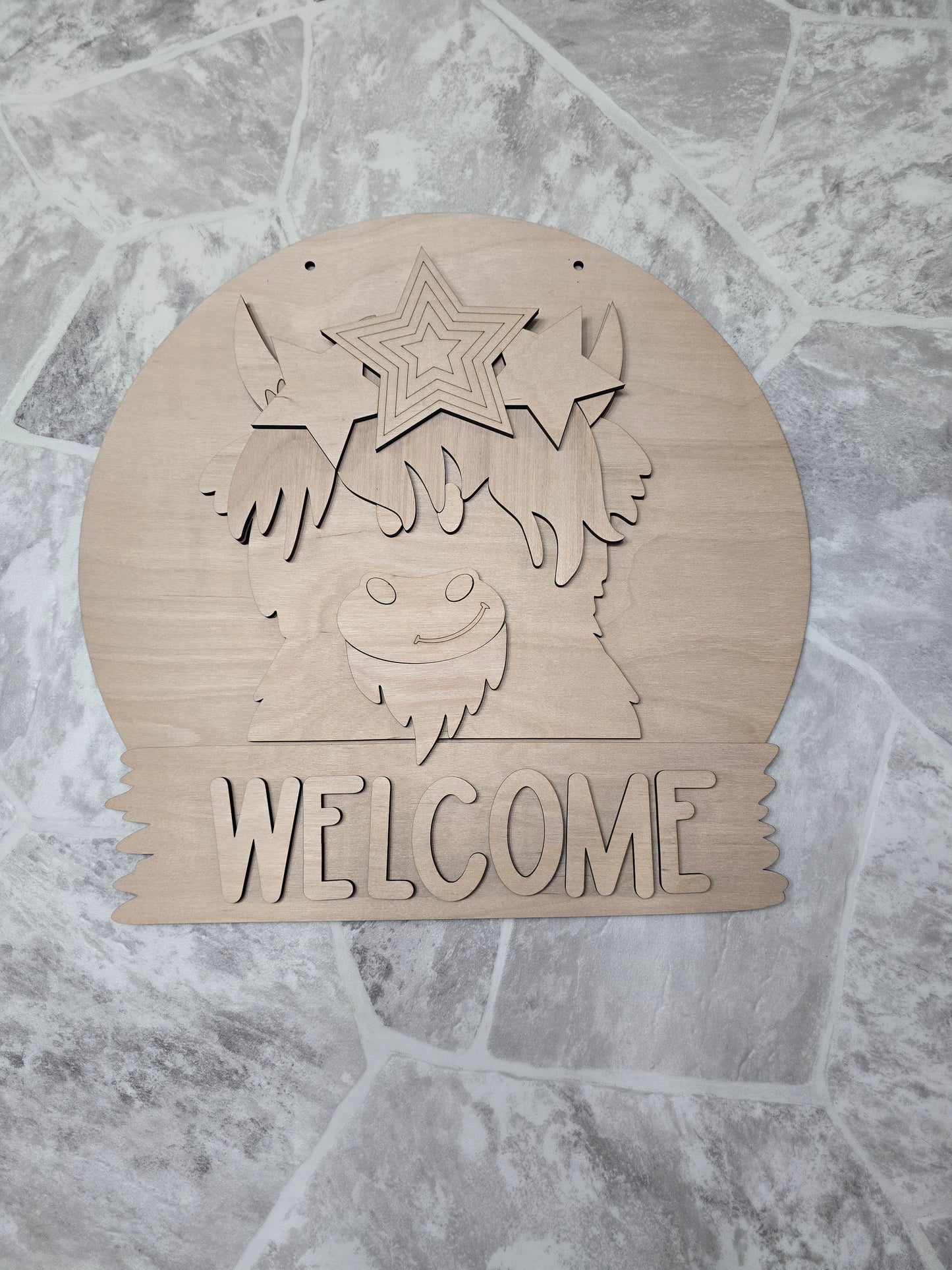 Highland Cow Interchangeable Head Wear Door Hanger DIY