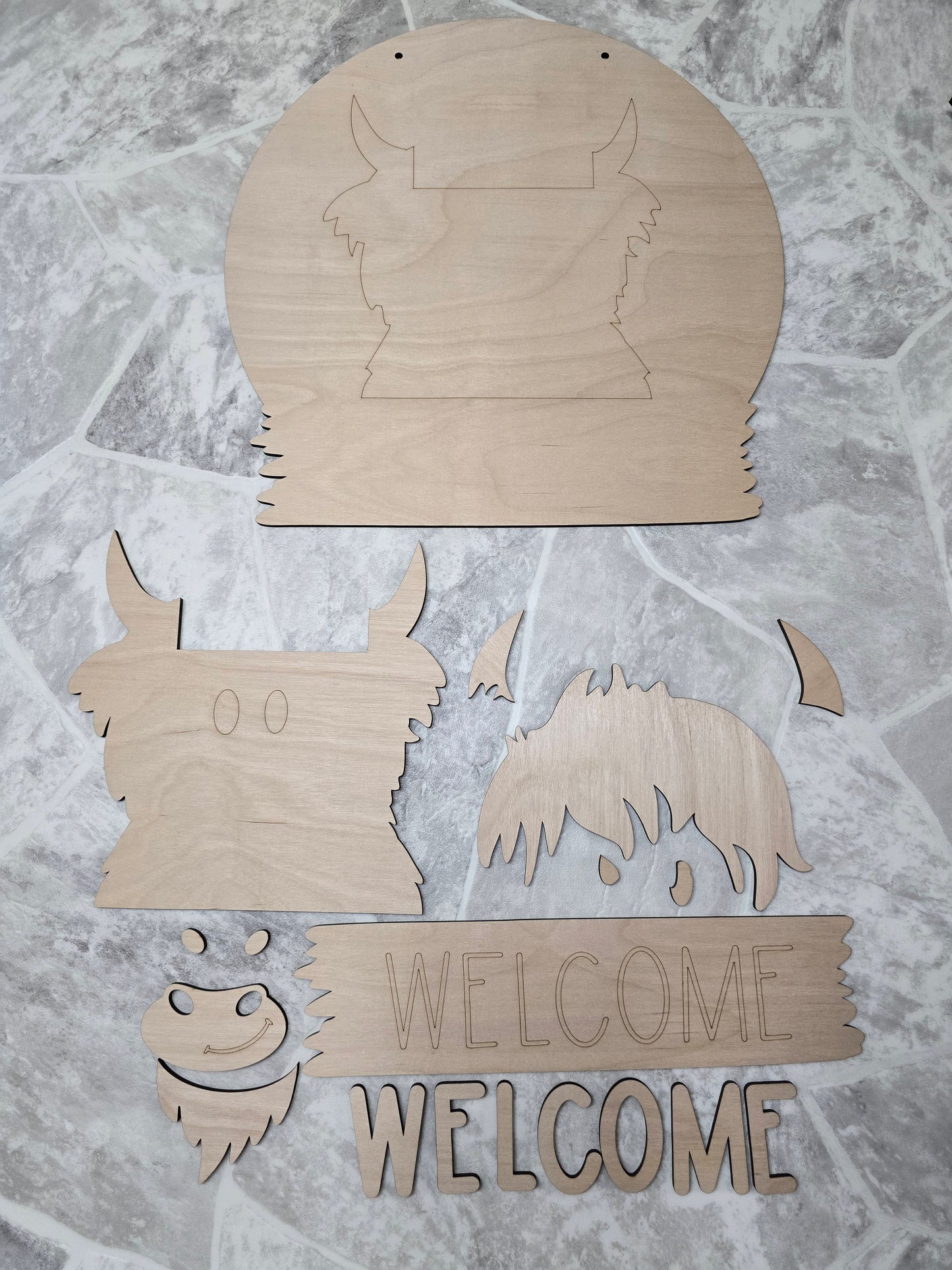 Highland Cow Interchangeable Head Wear Door Hanger DIY