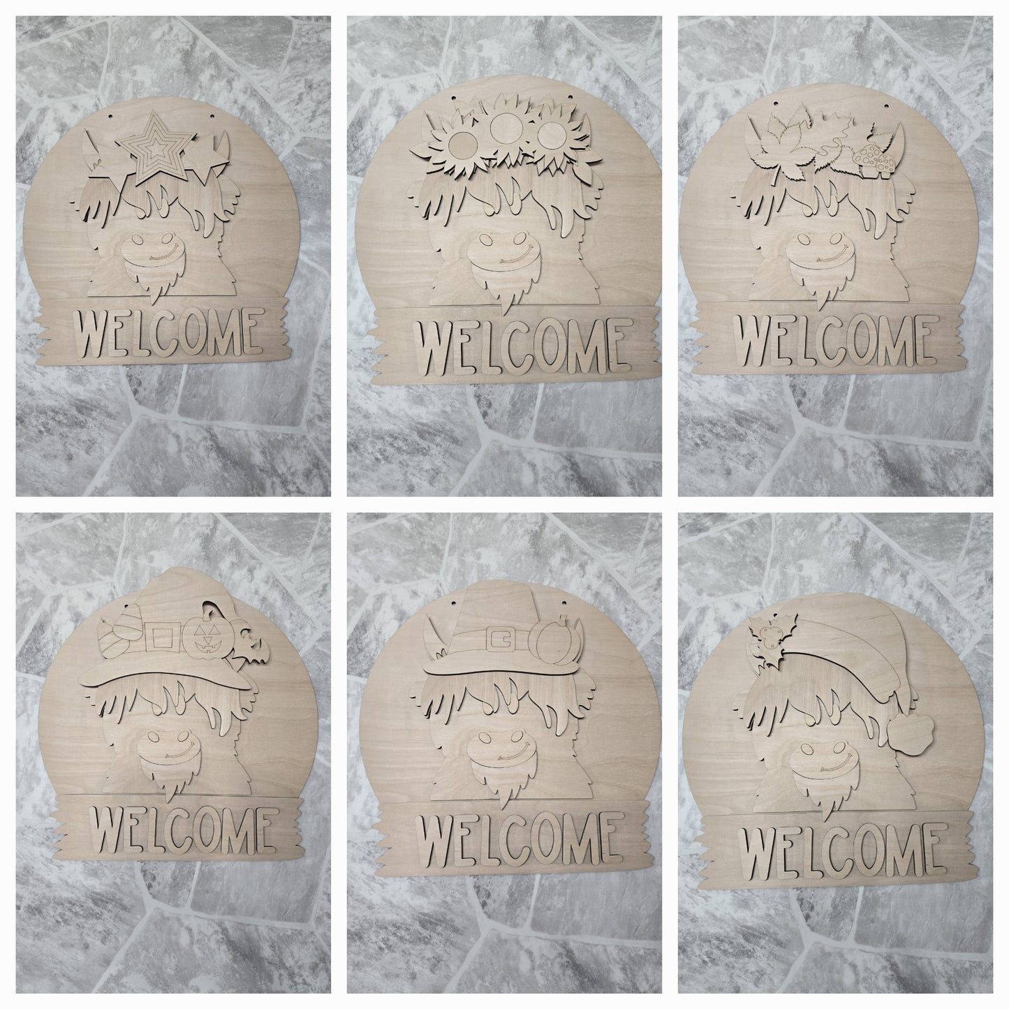 Highland Cow Interchangeable Head Wear Door Hanger DIY