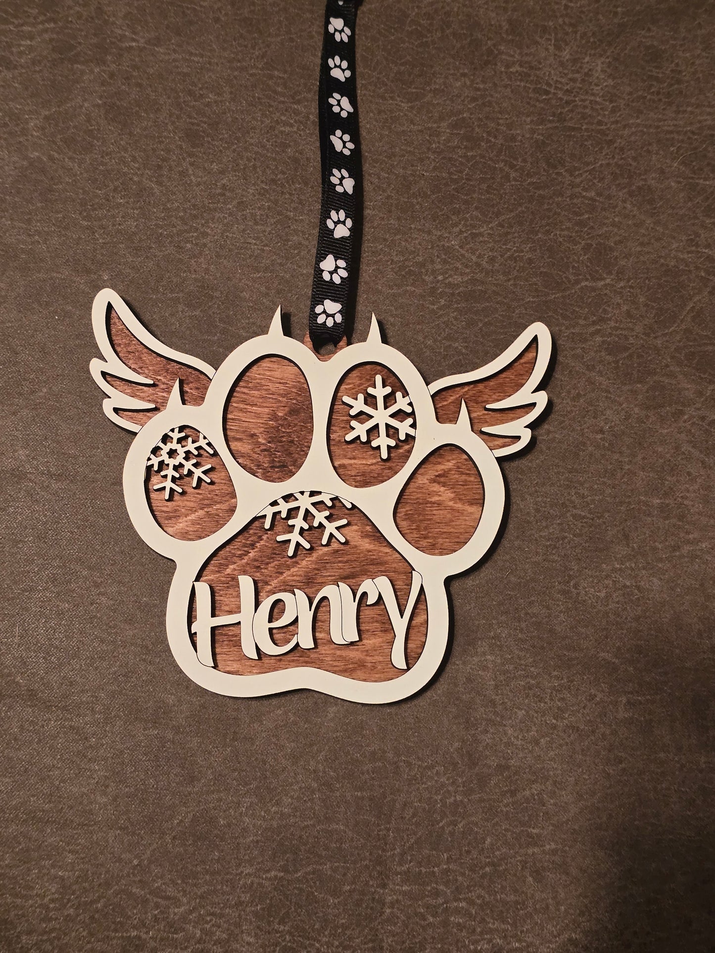 Personalized Paw Print Christmas Ornaments cat, dog wings Memorial