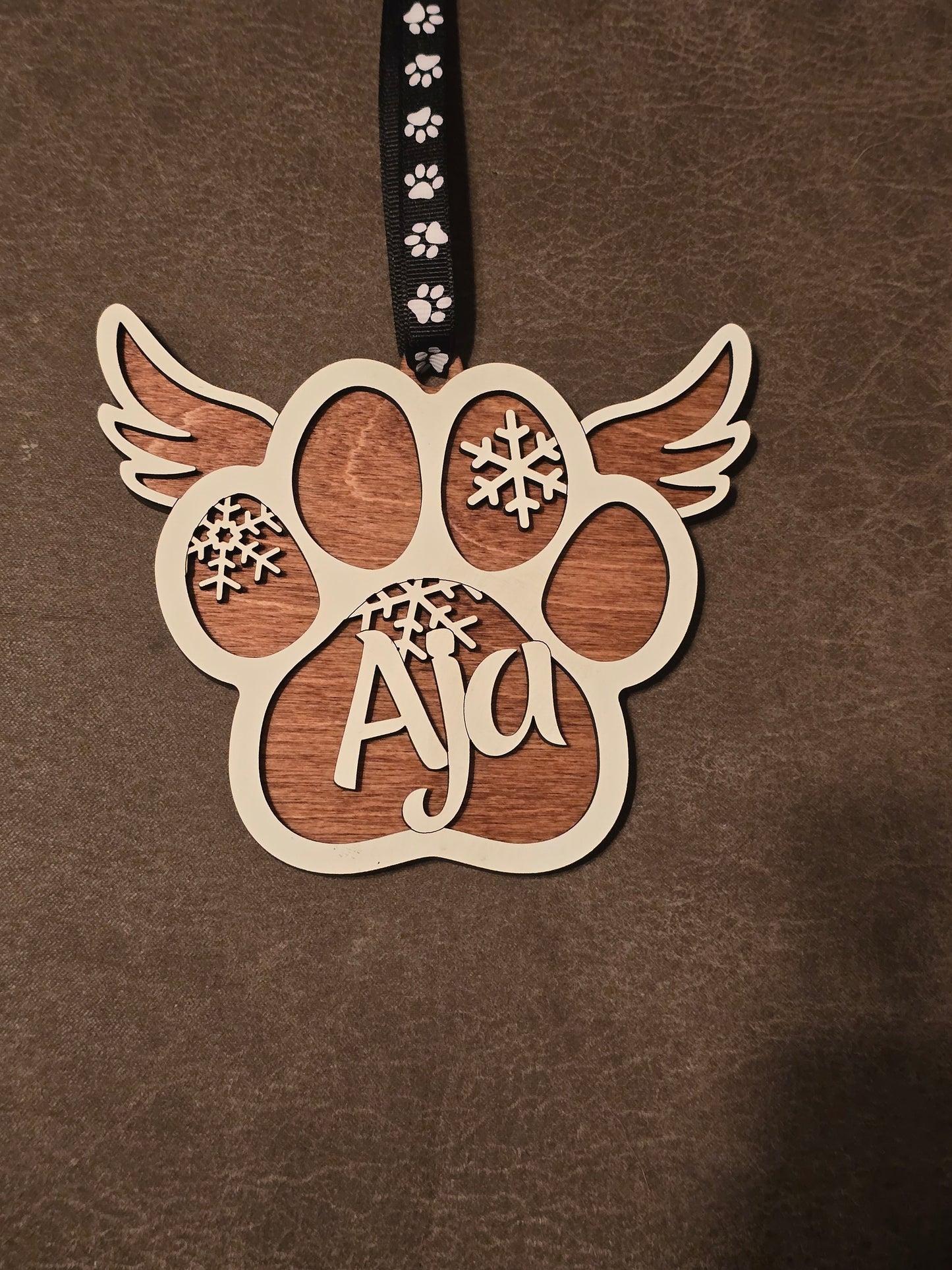 Personalized Paw Print Christmas Ornaments cat, dog wings Memorial