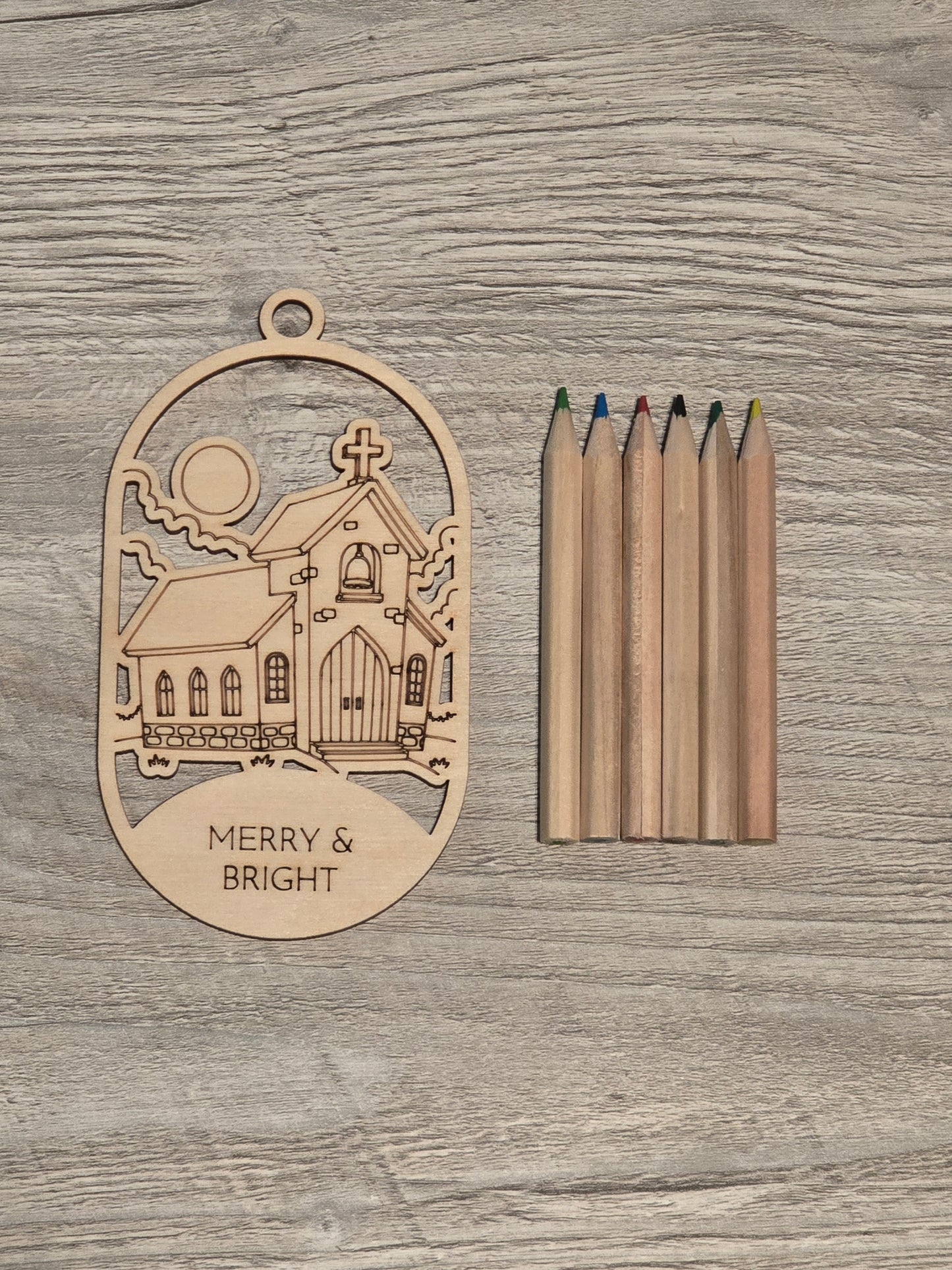 Religious Merry & Bright Christmas Ornaments coloring kits