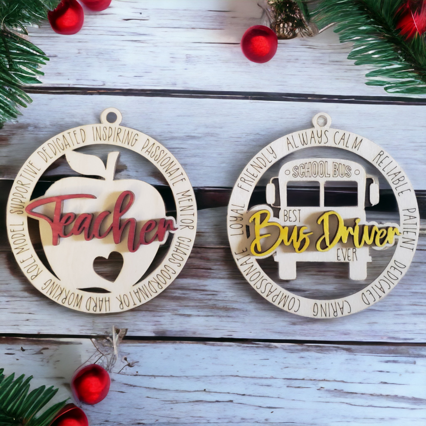 Teacher Bus Driver Principal Para APRN Nurse LPN CNA Childcare Provider Christmas Ornament