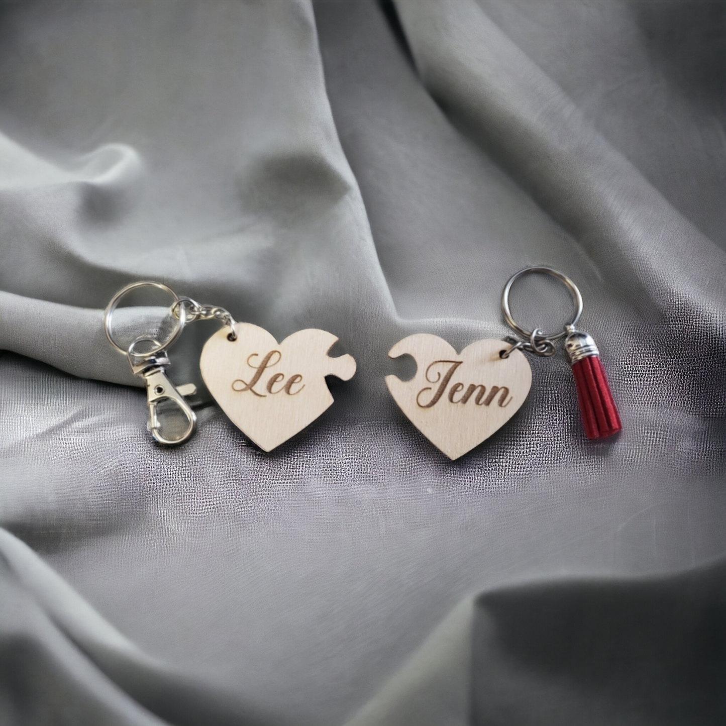 2 piece personalized heart keychains Valentines