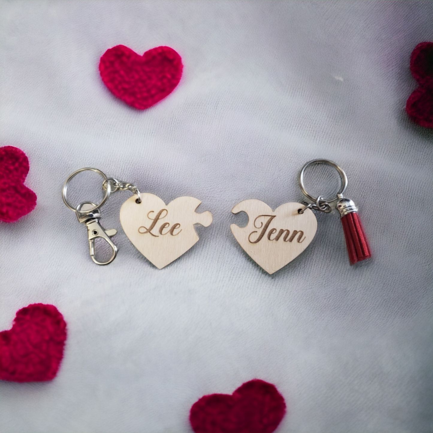 2 piece personalized heart keychains Valentines