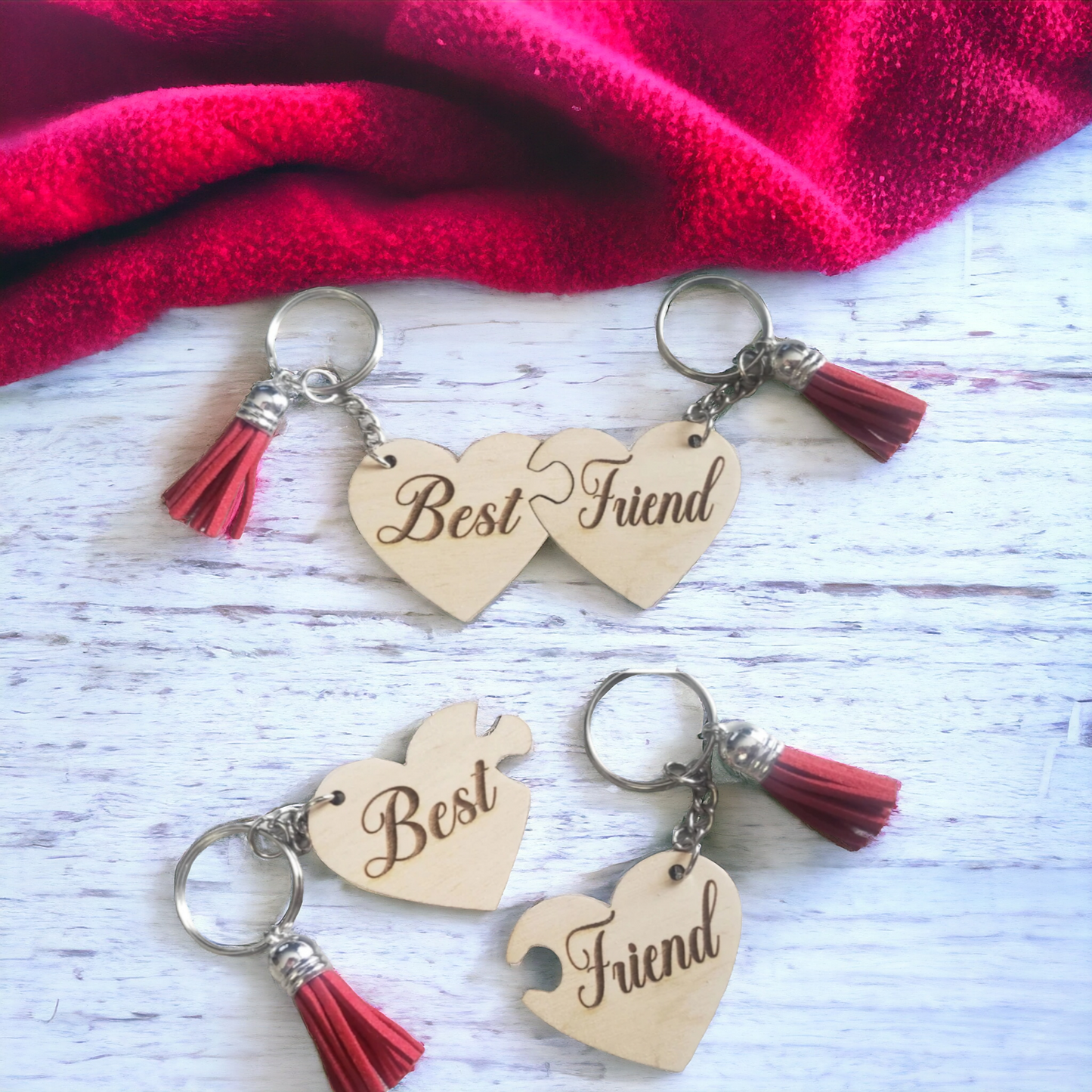 2 piece personalized heart keychains Valentines
