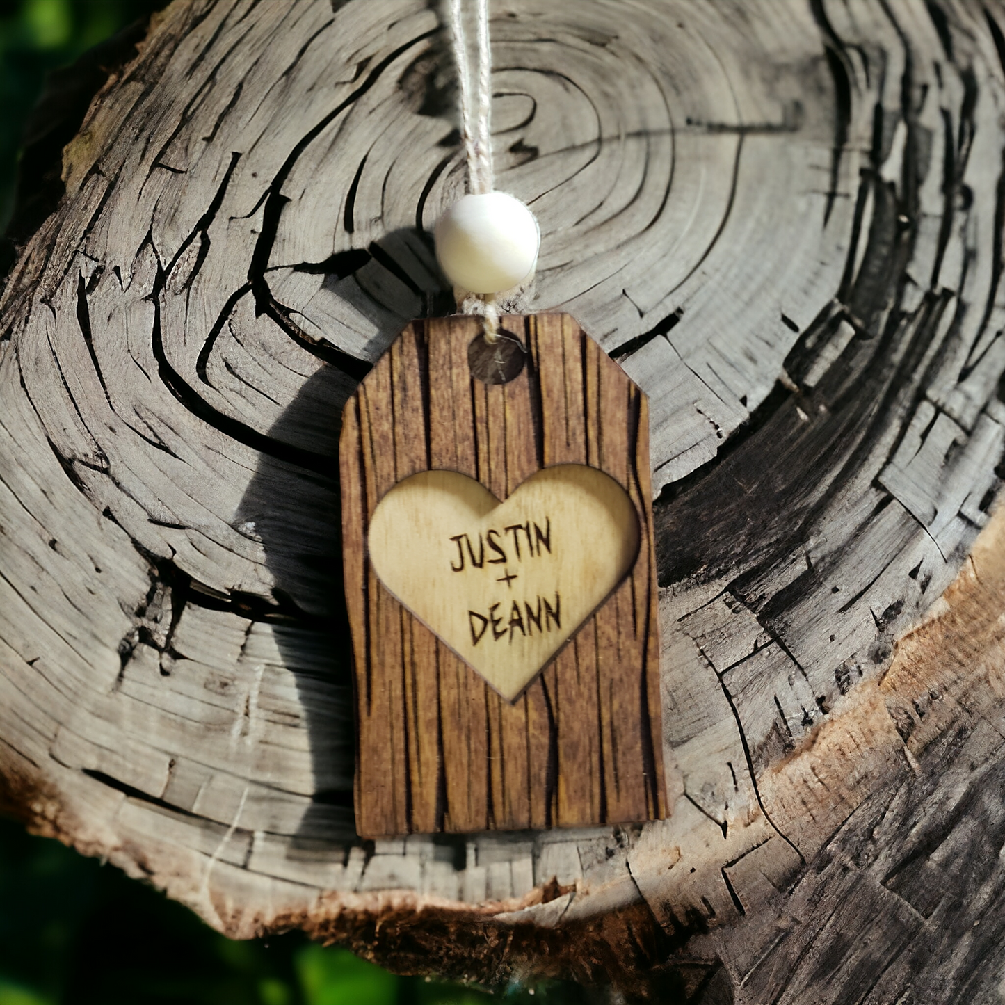 Carved Heart Tag Christmas Ornament Personalized valentines