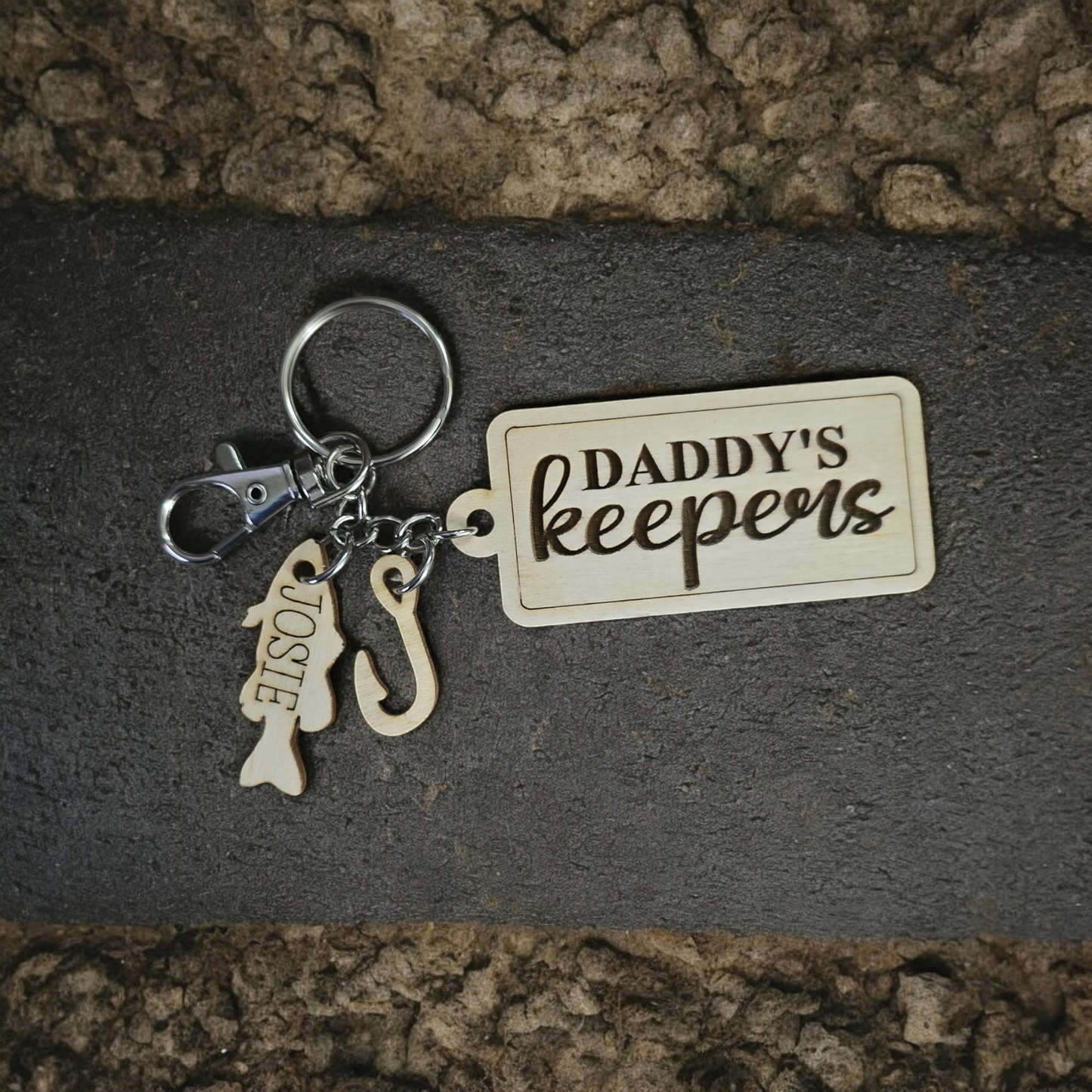 Daddy keepers or Hooked on Daddy Personalized keychain