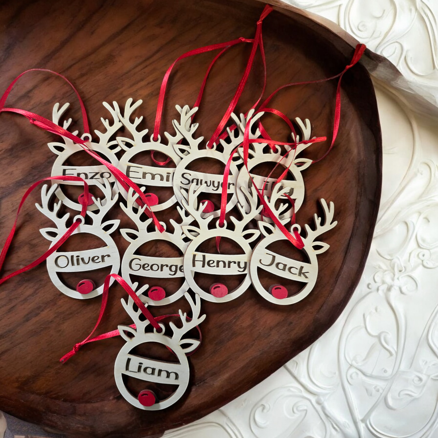 Reindeer with nose personalized Christmas Ornament