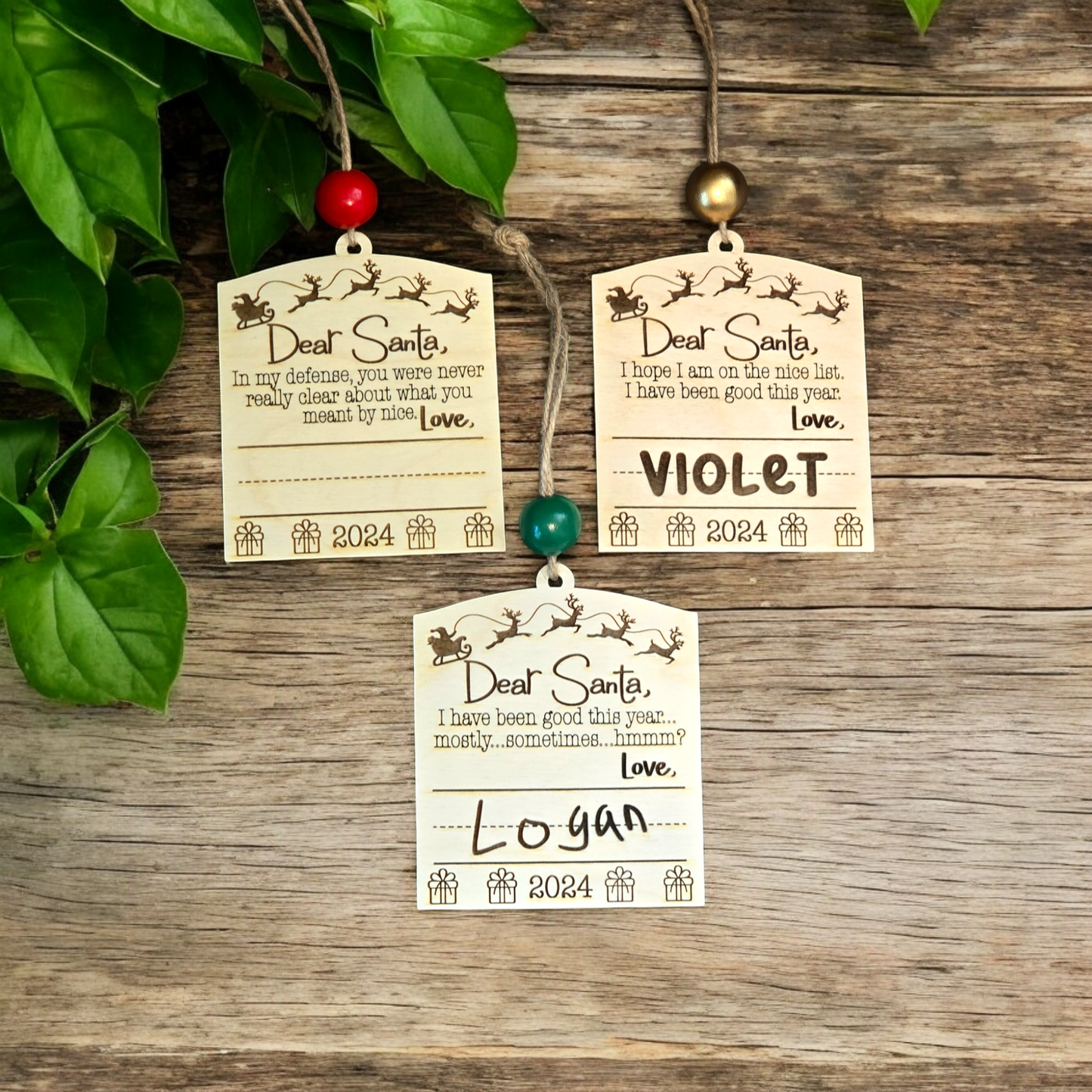 Bulk Dear Santa Christmas Ornaments sold in a 10 pack