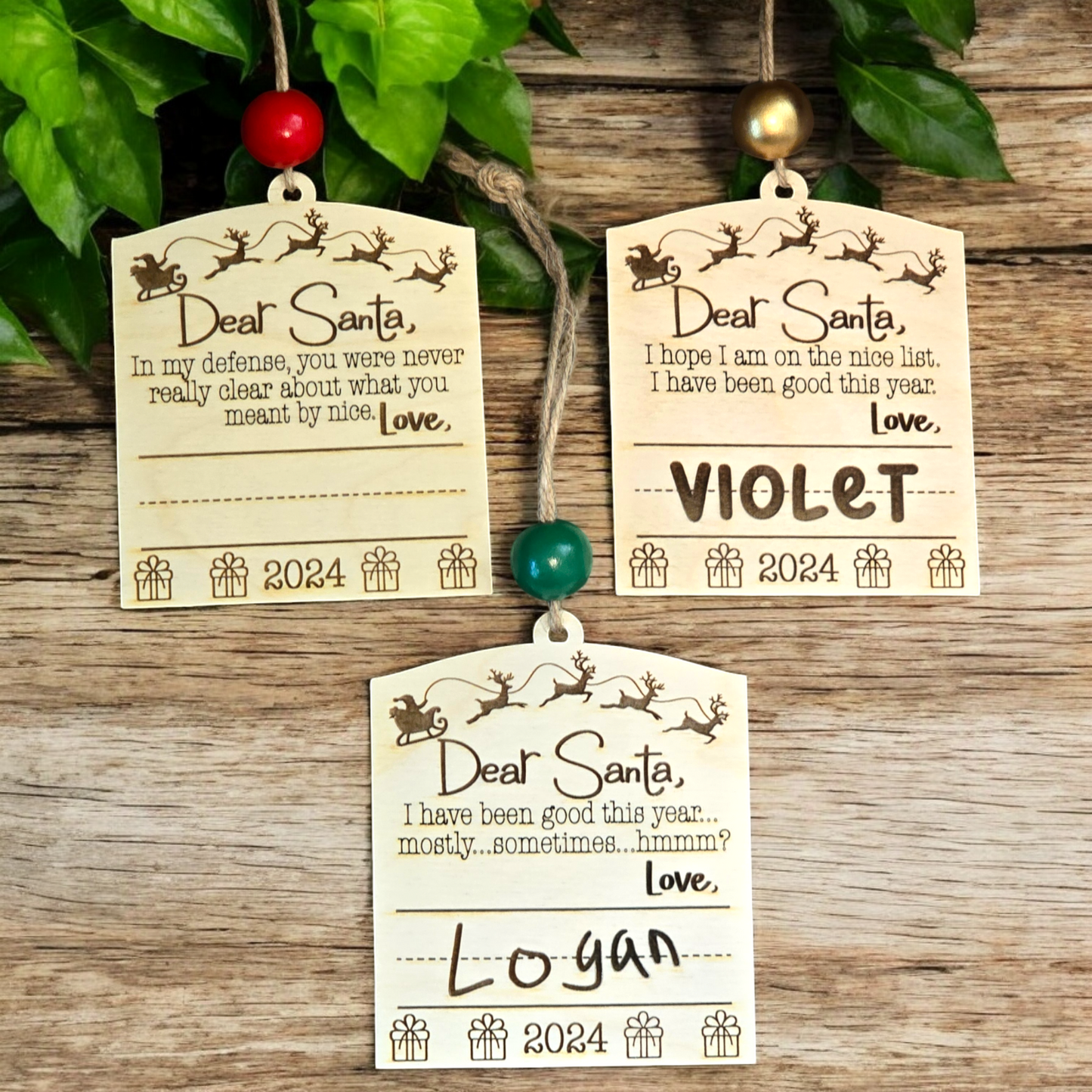 Bulk Dear Santa Christmas Ornaments sold in a 10 pack