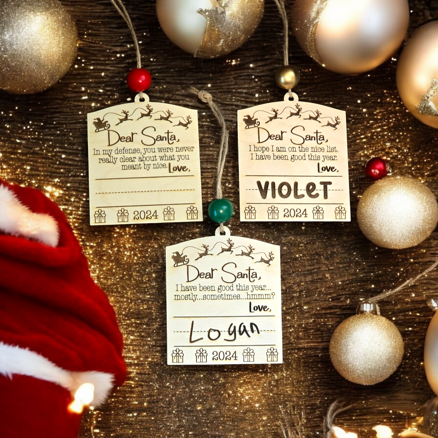 Bulk Dear Santa Christmas Ornaments sold in a 10 pack