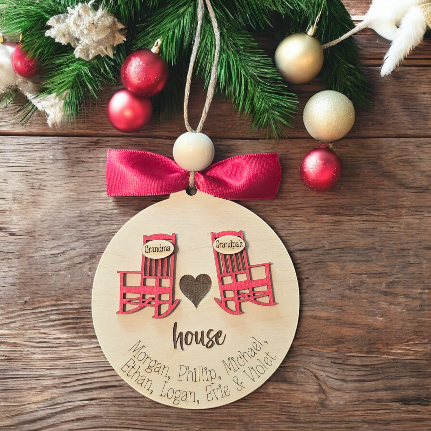 Grandparents Chair Christmas Ornament Personalized
