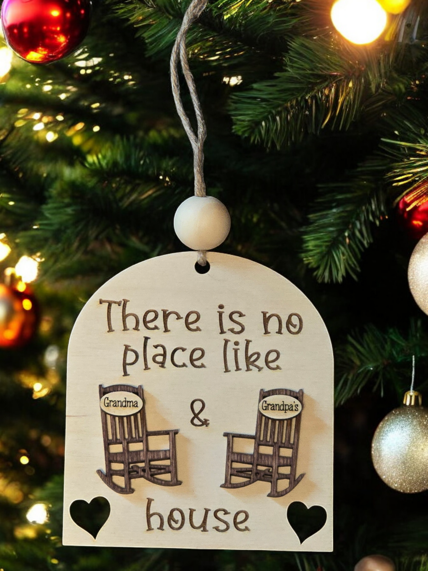 There is no place like Grandparents Christmas Ornament Personalized However you type their names is how it will be engraved