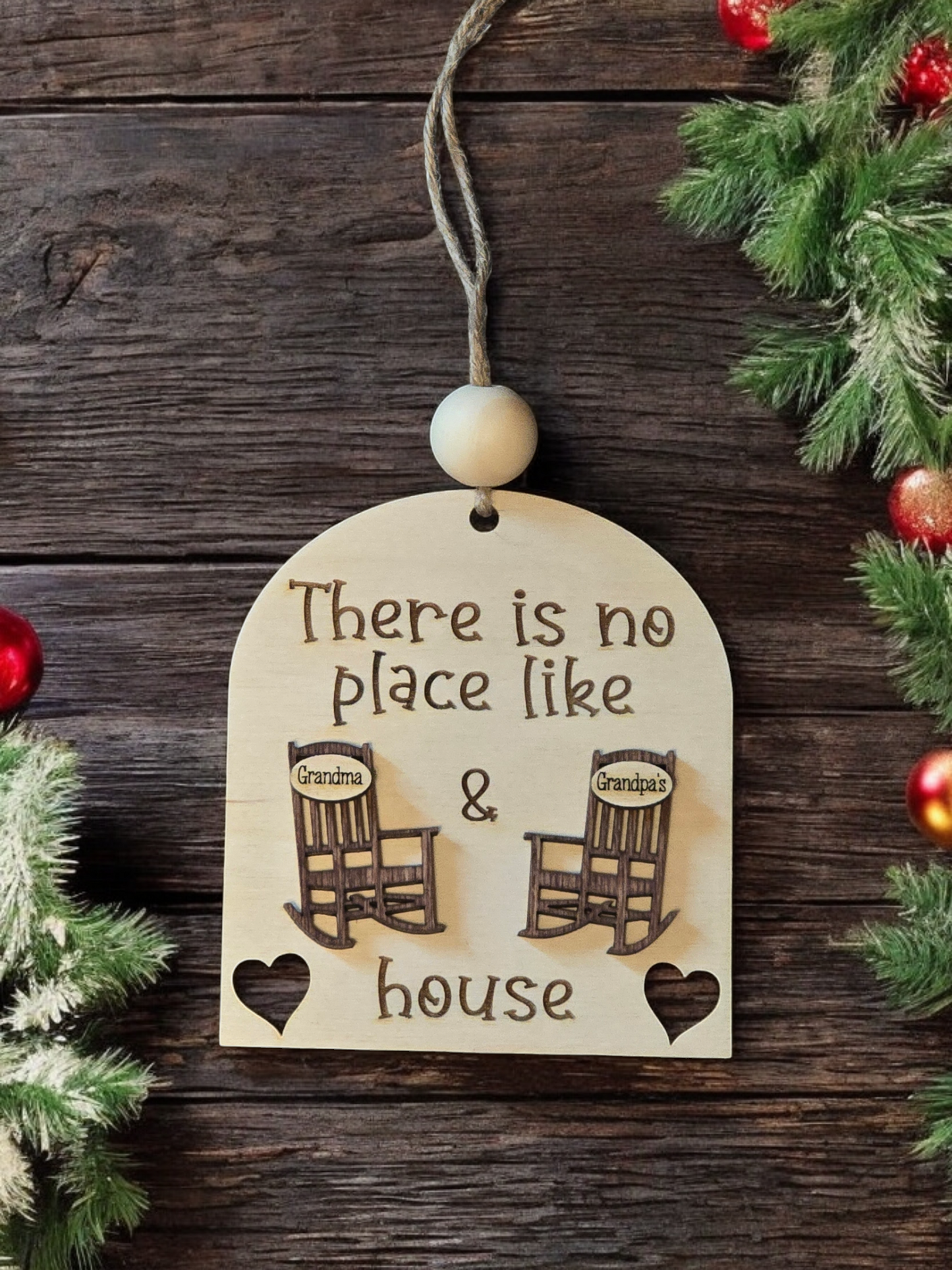 There is no place like Grandparents Christmas Ornament Personalized However you type their names is how it will be engraved