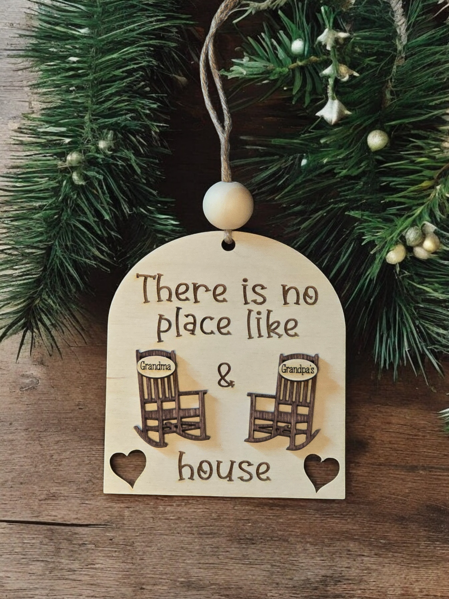 There is no place like Grandparents Christmas Ornament Personalized However you type their names is how it will be engraved