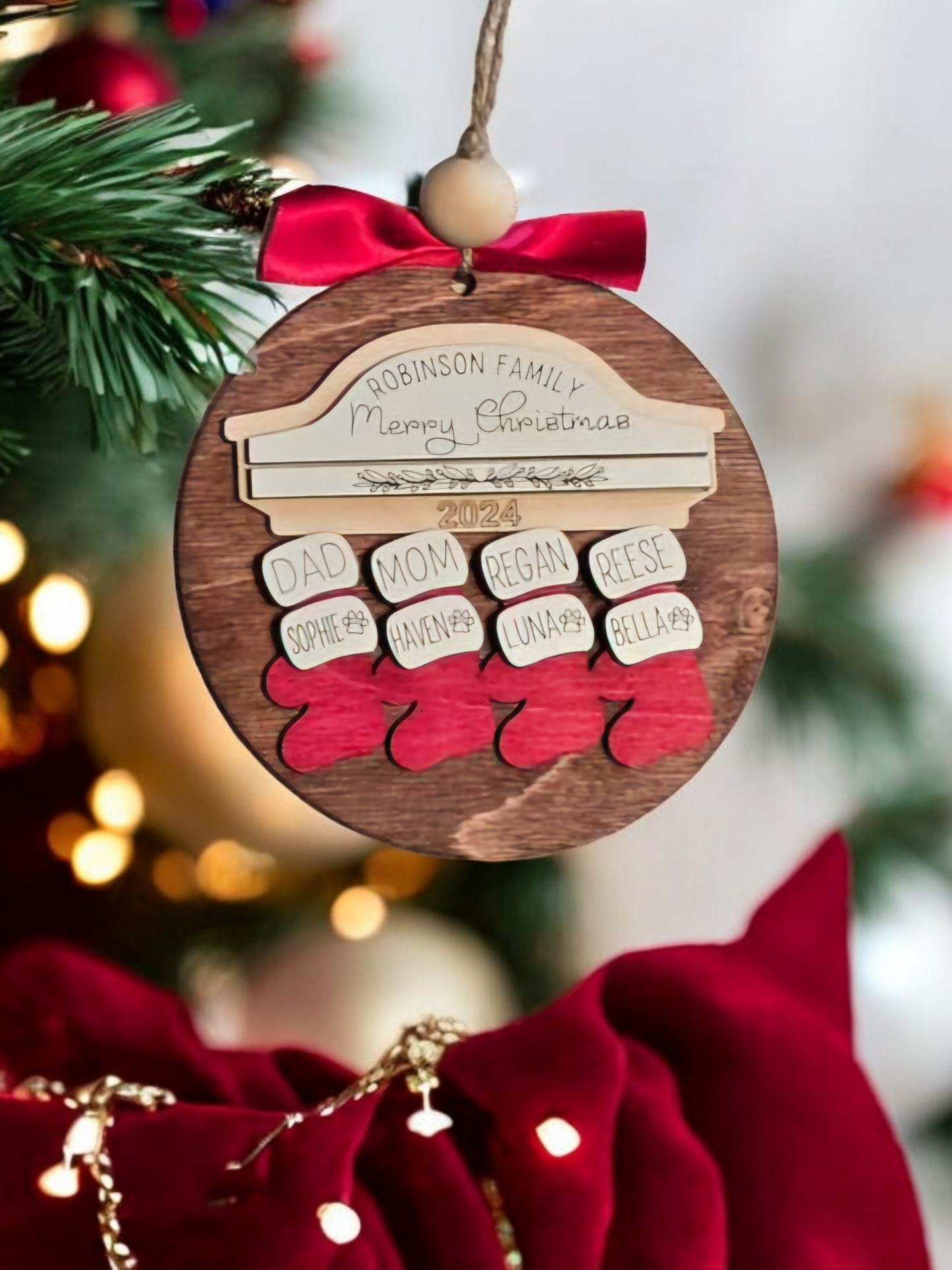 Stocking Personalized Merry Christmas Ornament Max of 8 names 2025