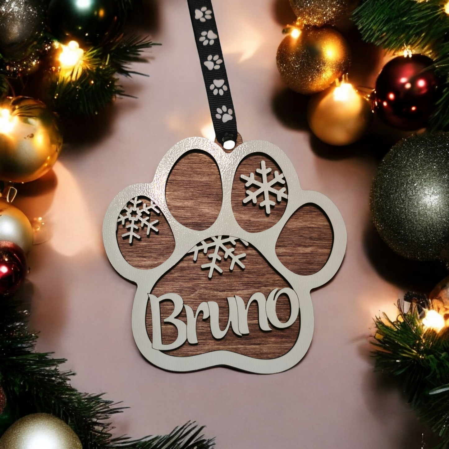 Personalized Paw Print Christmas Ornaments cat, dog wings Memorial