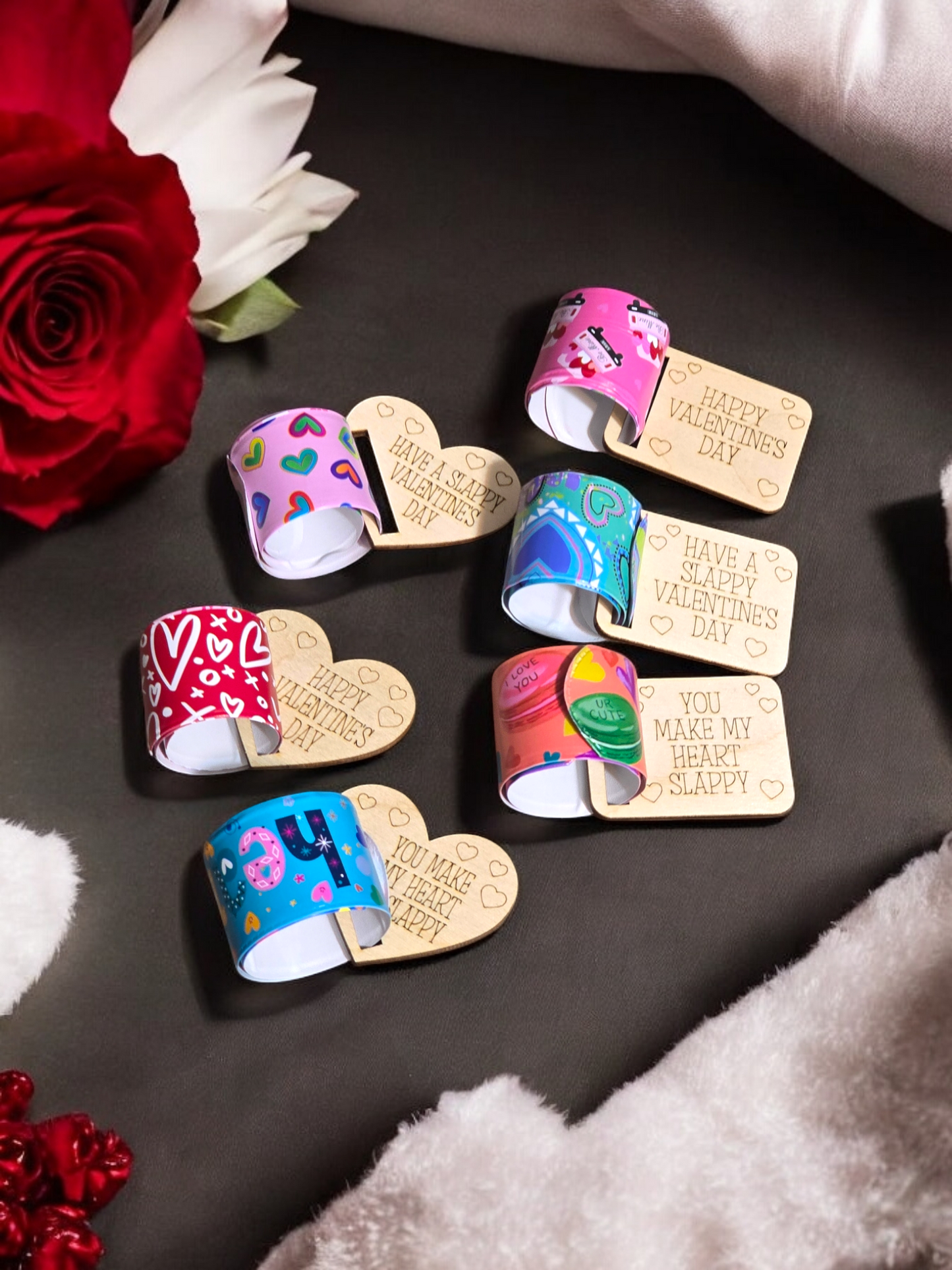 Valentine's Day slap bracelets Comes assorted sayings, shapes and bracelet