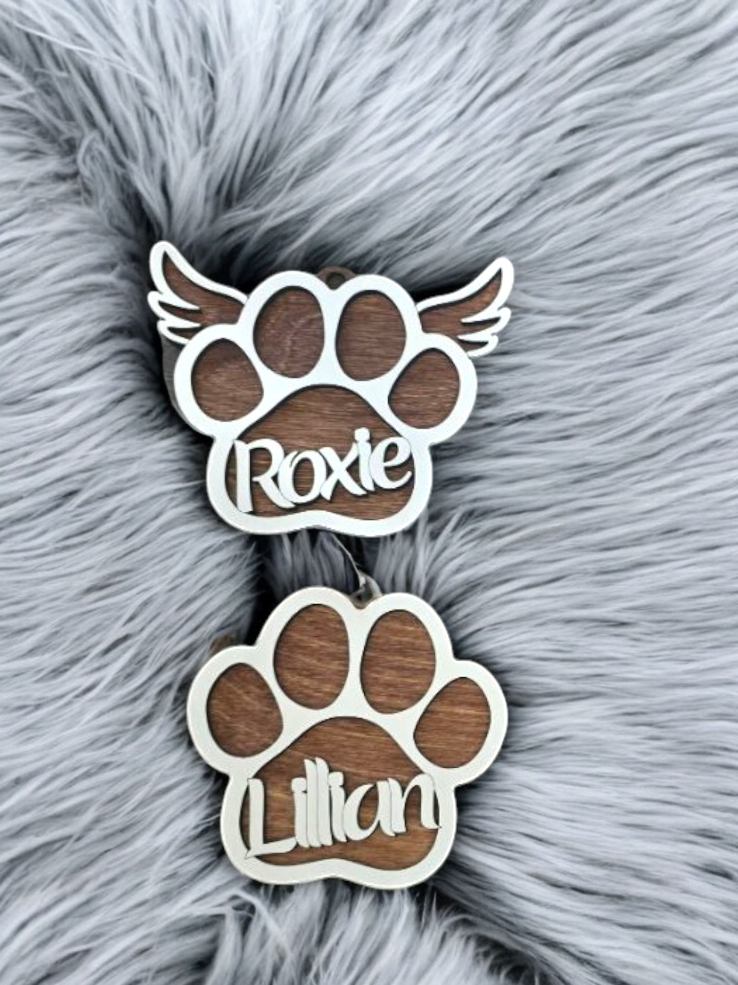 Personalized Paw Print Christmas Ornaments cat, dog wings Memorial