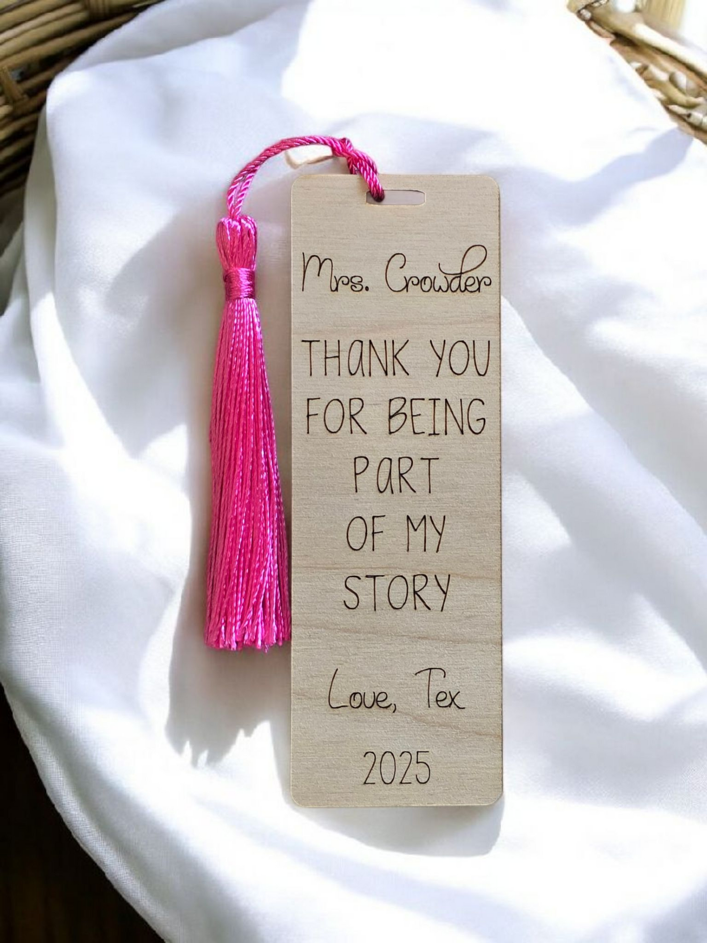 Thank you for being part of my story personalized bookmark