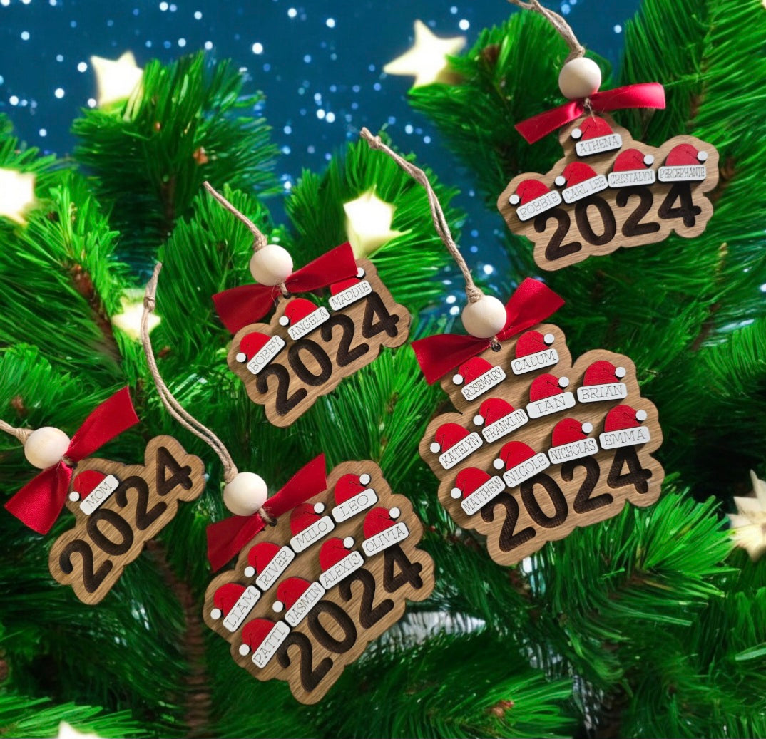 2024 Santa Hats Personalized Christmas Ornament