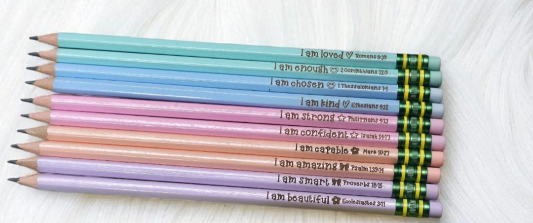 I am School Pencils Pastel, neon and metallic