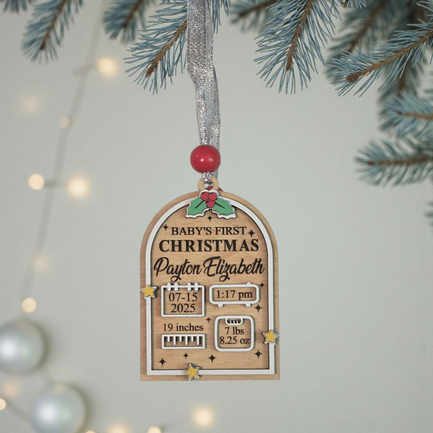 Baby's First Christmas Christmas Ornament Personalized with stats