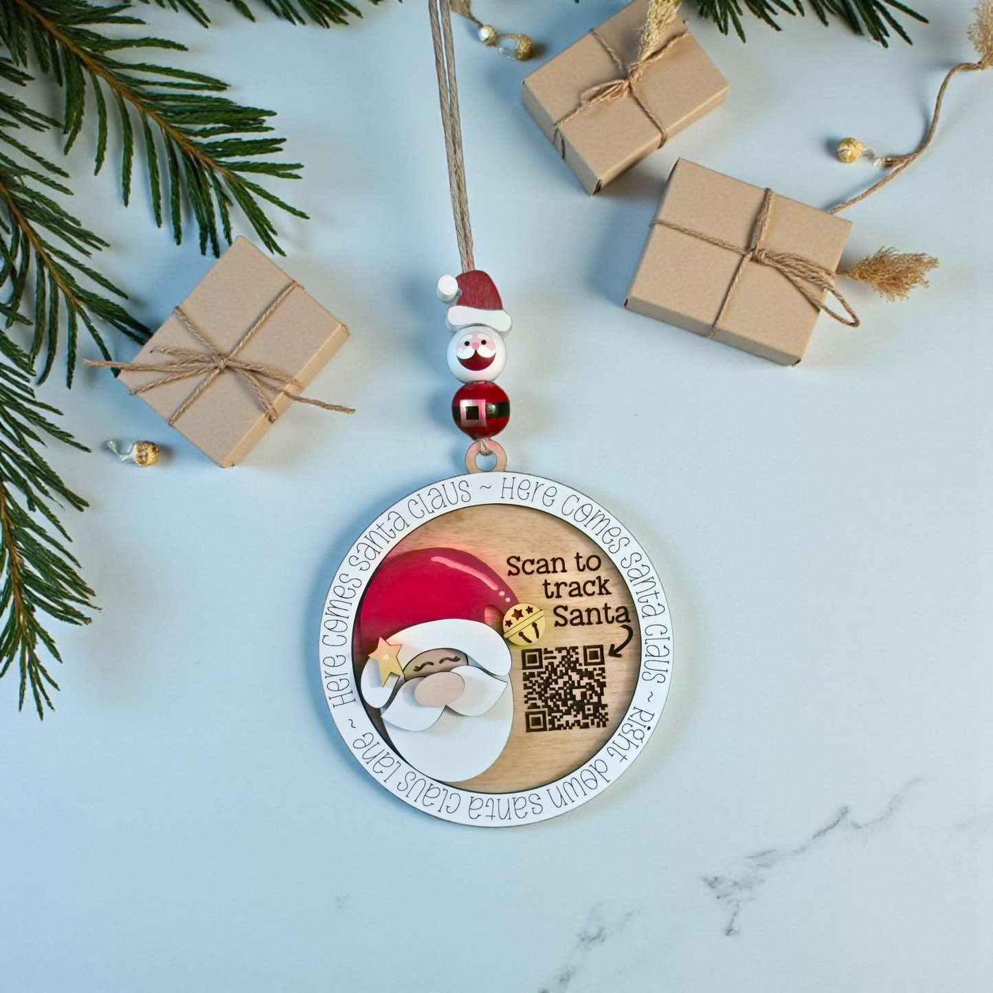 Here comes Santa Claus Santa Tracker Christmas Ornament