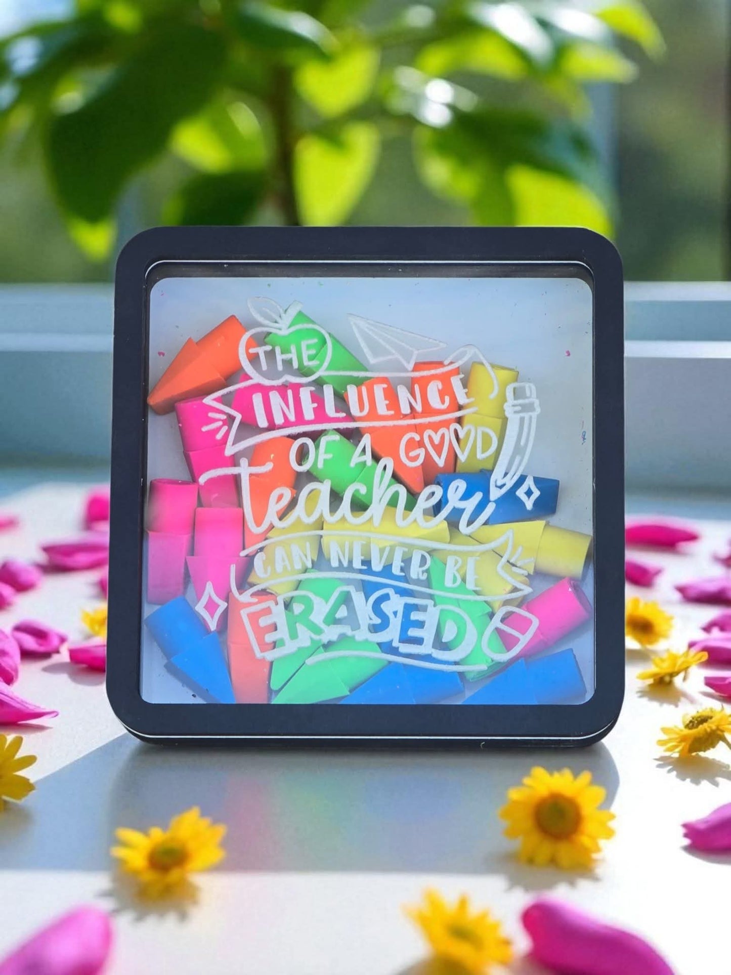 The influence of a good teacher can never be erased eraser small sign