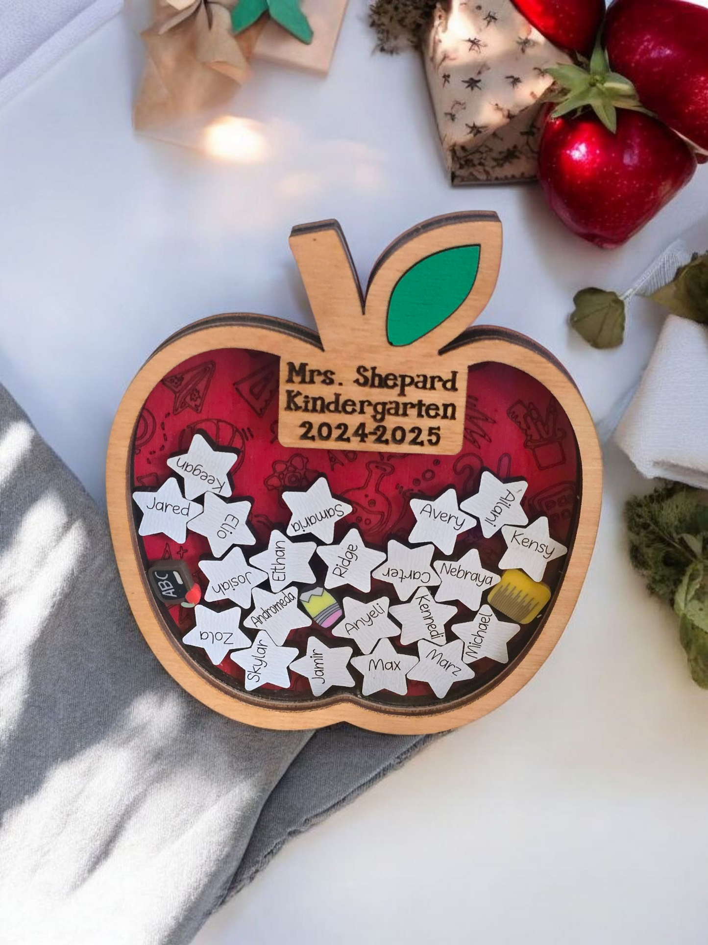 Teacher Apple Shaker with students names personalized