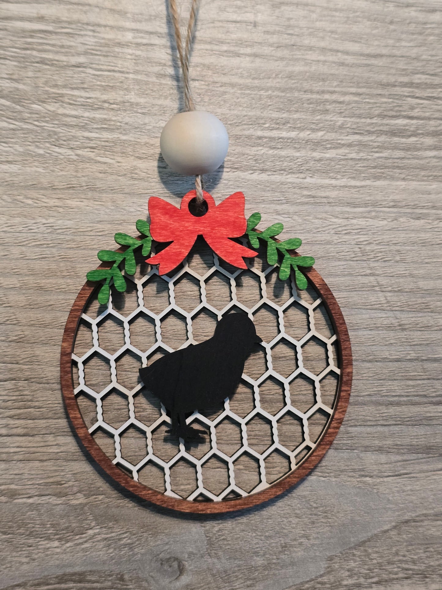 Chicken Wire Farm Animal Christmas Ornament