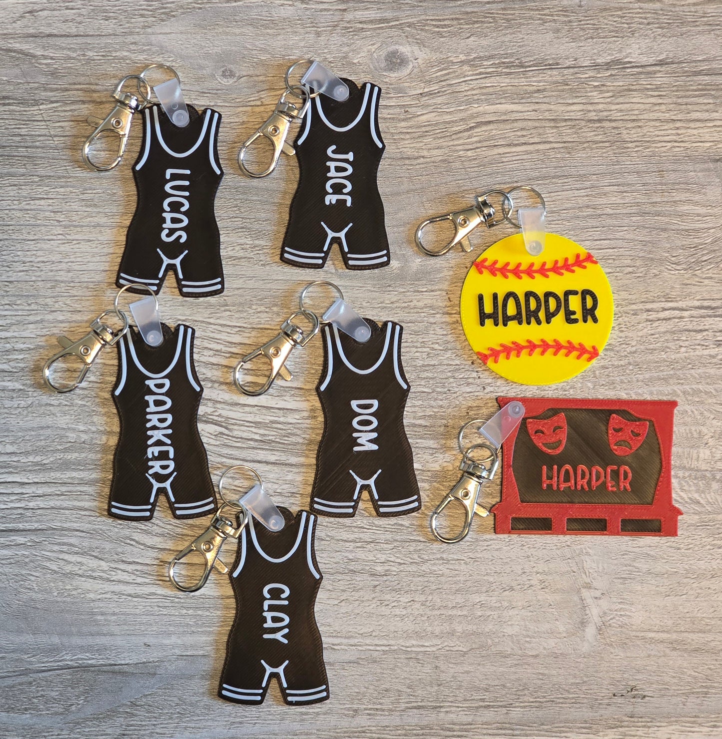 3D printed plastic sport keychains Personalized with name coach bag tag