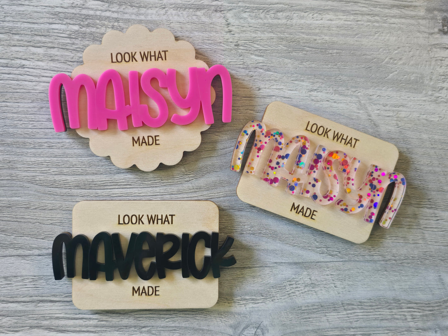 Look what made magnet Personalized acrylic top