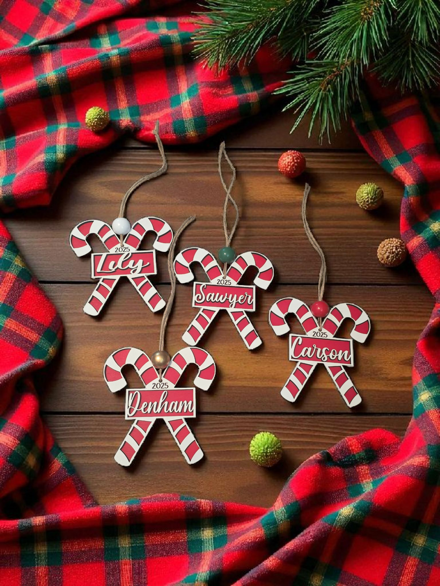 Double candy cane ornament personalized