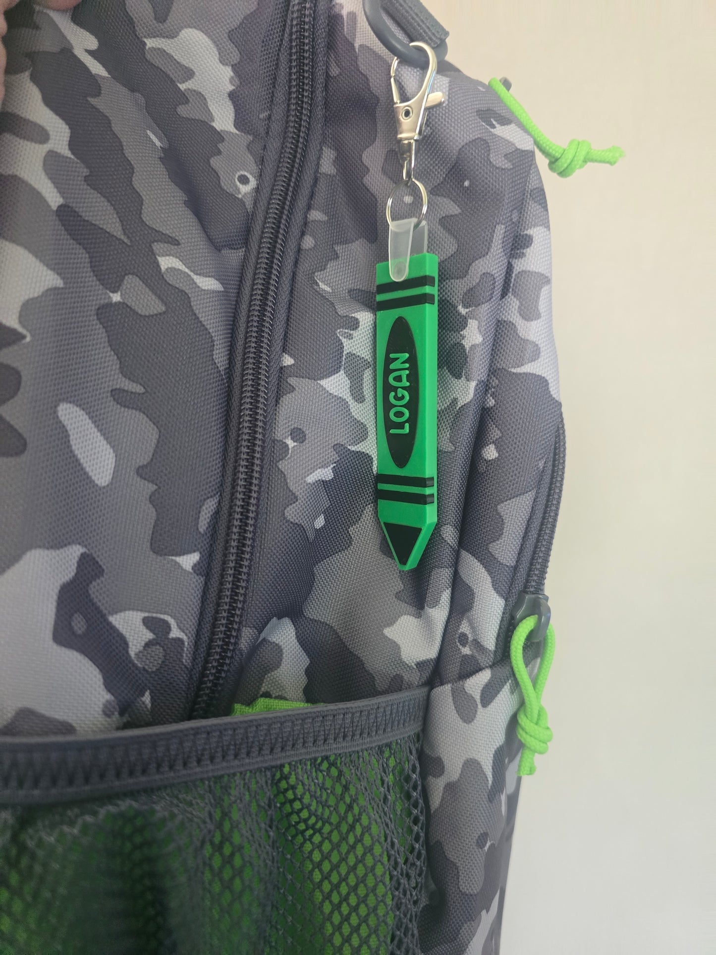 3D printed crayon bag tag keychain personalized