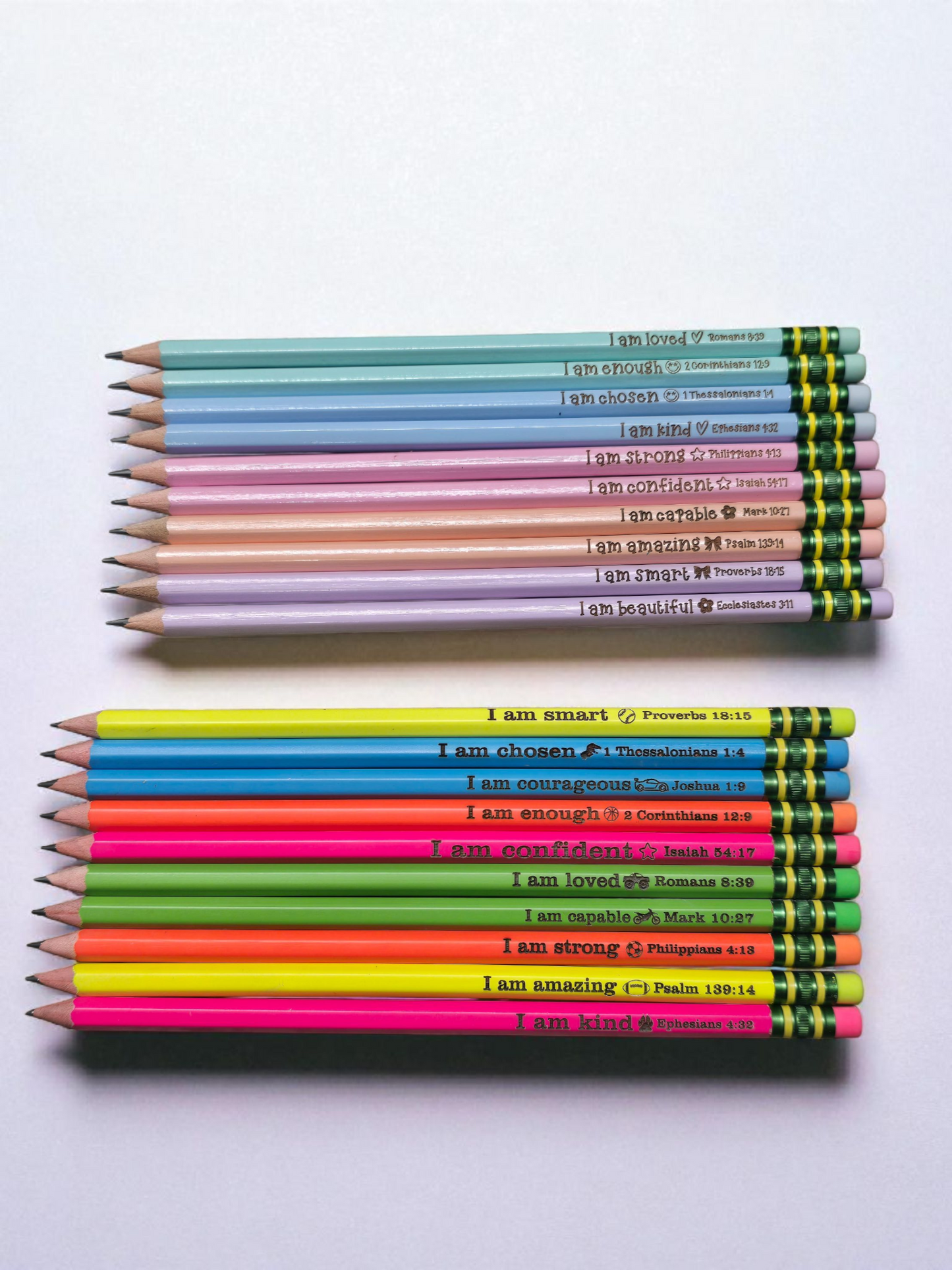 I am School Pencils Pastel, neon and metallic