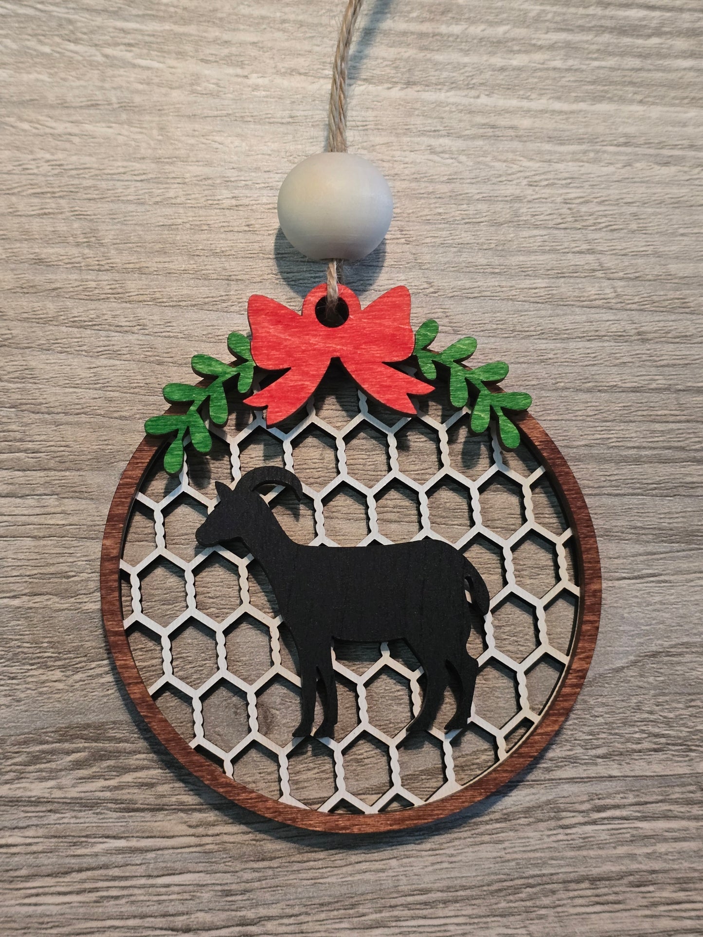 Chicken Wire Farm Animal Christmas Ornament