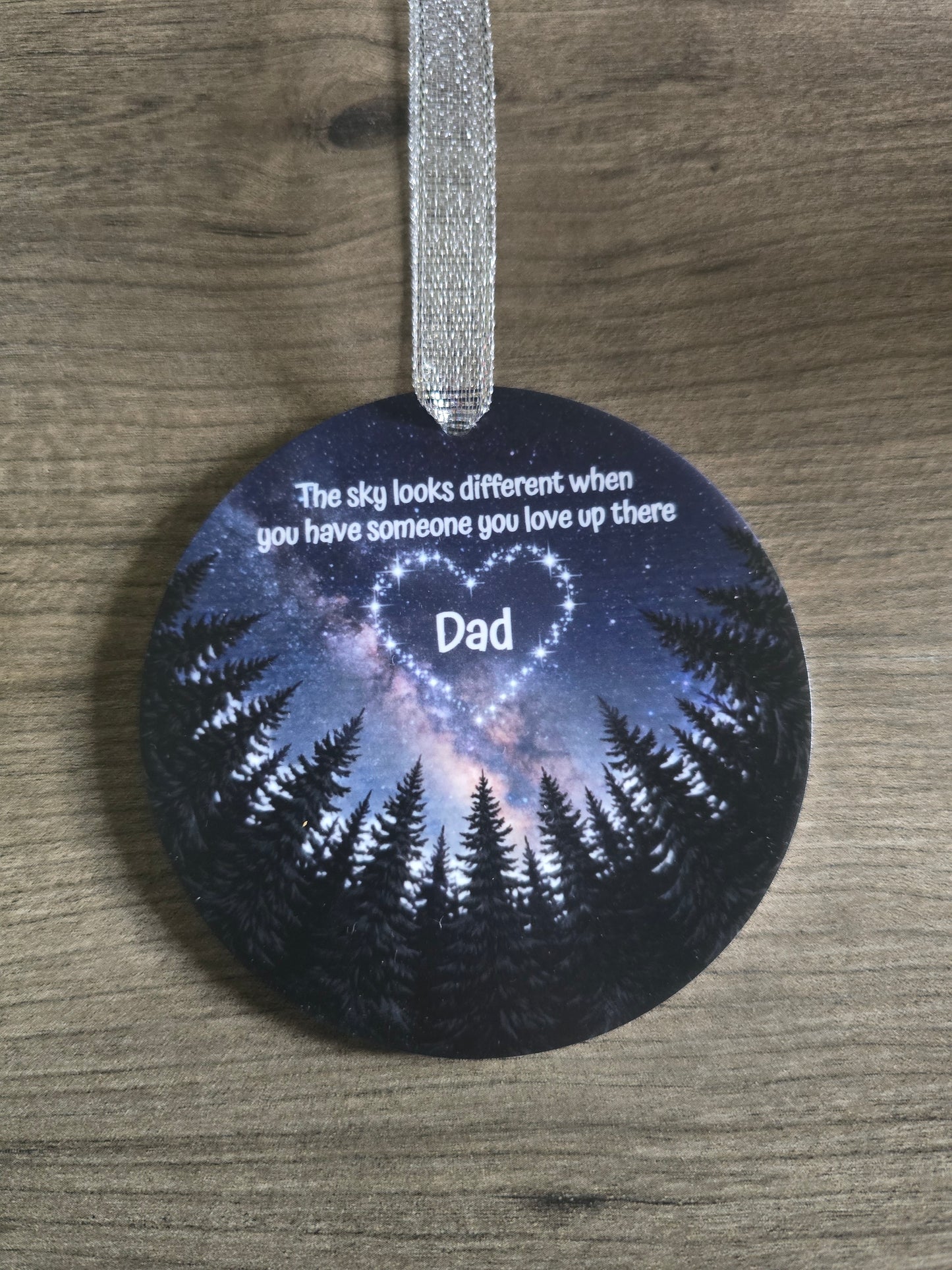 UV printed Trees around bottom The sky looks different when you have someone you love up there personalized Memorial Christmas Ornament