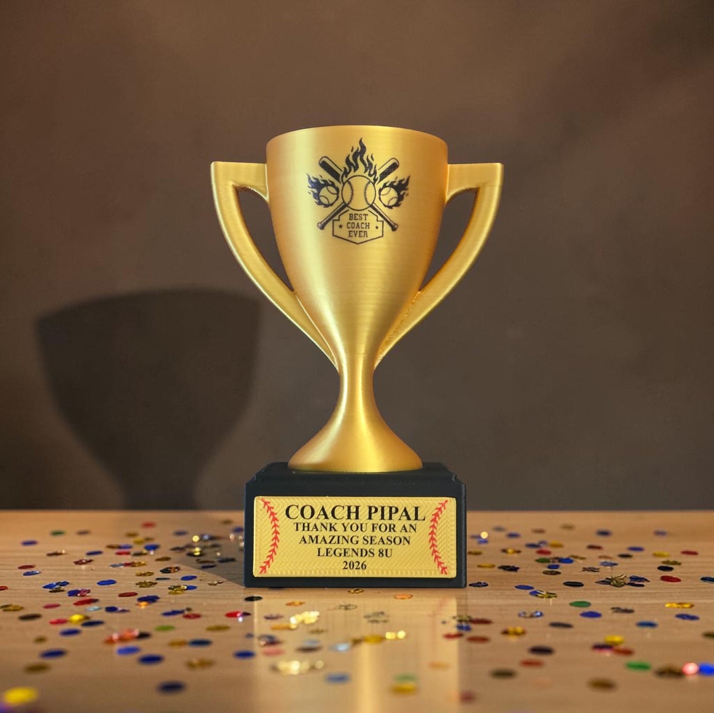 3D UV printed baseball BEST COACH EVER Trophy personalized