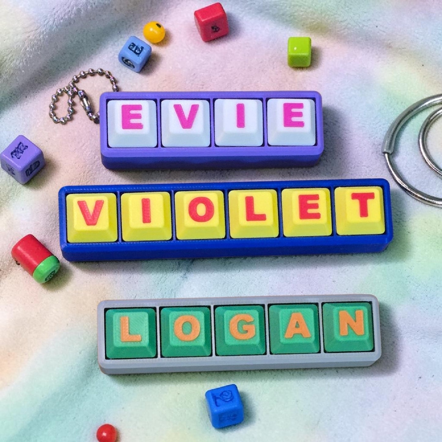 3D printed name fidget clicker keychain personalized