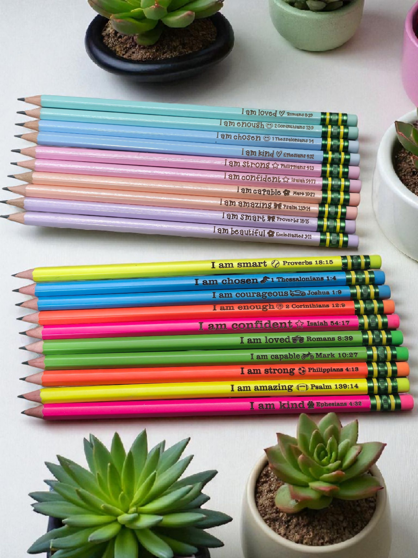 I am School Pencils Pastel, neon and metallic
